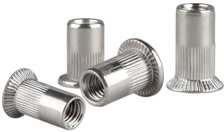 Runxingfu Metrisch 304 Rostfreier Stahl Nietmutter Flacher Kopf Einsatz mit Gewinde Mutterneinsatz Halbhex Senkkopf Rändel-Nutmutter M3 M4 M5 M6 M8 M10 M12