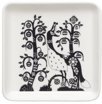 Iittala Teller Quadrat Taika aus Vitroporzellan, Farbe: Schwarz und Weiß, Maße: 12x12x1,9 cm, 1070928