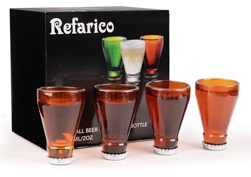 REFARICO Bierflaschen-Schnapsgläser, 60 ml, lustige Schnapsgläser, weißer Elefant, Geschenke für Erwachsene, Glaswaren, Trinkgläser, ideal für Zuhause, Bar und Partygeschenke, 4 Stück