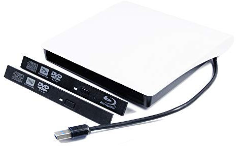 Kit de carcasa externa para reproductor de CD DVD Blu-ray USB 3.0, para HP, Dell, Lenovo, Acer, Asus, portátil, PC, bandeja interna SATA de 12,7 mm, unidad óptica, portátil, ODD, Caddy blanco