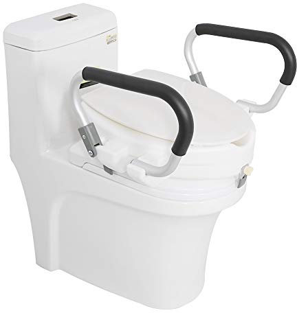 TechZyrion Sedile WC rialzato, 400x435x100mm Cuscinetto 150kg Sedile WC rialzato con Braccio 2X for WC for disabili