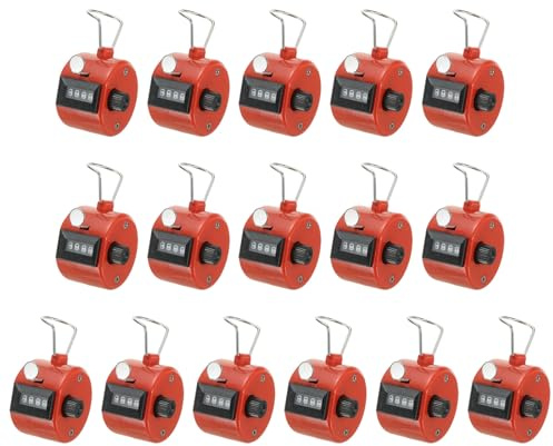 PATIKIL Compteur Clics, 16 Pièces 4 Chiffres Compteur Clics Manuel Mécanique Portable pour Coaching Tricot, Golf, Tours, Pêche, Rouge
