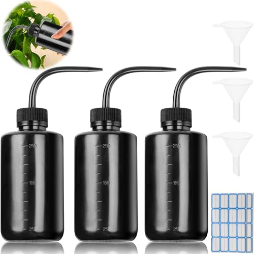 DKBT Laborflasche 250ml Dosierflasche 3Stk Spritzflasche Waschflasche Squeeze Bottle Quetschflasche Squeeze Flasche Kunststoff Gießflasche Tattoo Flasche für Laborreinigung Pflanzenbewässerung Schwarz
