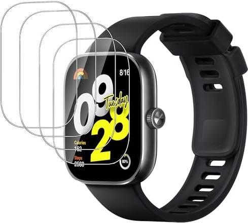 QZJinch 4 Piezas,Protector Pantalla para Xiaomi Redmi Watch 4,sensible al tacto,Ultra Transparente,Antiarañazos, Sin Burbujas