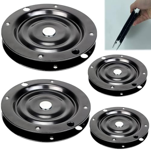 MREGLHUI Drehbeschlag 360° Drehbar Drehplatte, Schwerlast Drehteller Kugellager, Ersatzteile,Universeller Plattenspieler Für Den Heimgebrauch,Für Hocker, Tische, Bücherregale,Schwarz,6in