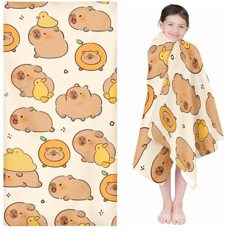 Qiqumax Cartoon Kapibala Strandtuch 90x180 cm Badetuch Strandlaken Handtücher 50x100cm Für Fitness Outdoor Badetuch Groß 100x200cm Microfaser Handtücher Handtuch (100 x 200 cm,3)