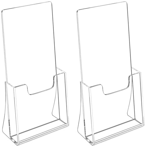 Duronge 2 Pezzi Espositore da Tavolo, Espositore in Acrilico Trasparente, 11.1 x 20.8 cm Espositore Brochure da Tavolo, per Ufficio, Hotel, Ristorante