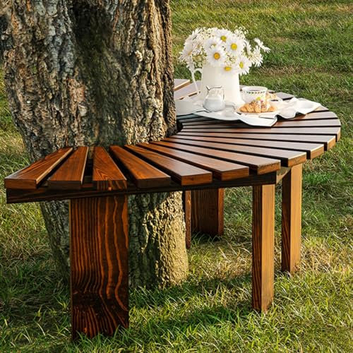 Baumbank aus Holz für den Außenbereich, umlaufender Halbkreis, Gartenmöbel für Park, Hof, Veranda, Rasen, wetterfeste Sitzgelegenheiten und Dekoration