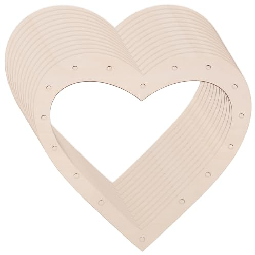 Ghshanog 12Pcs Wooden Wreath Frames,Unfinished Wreath Rings for Crafts,Heart Hanging Wreaths Ornaments Decorations,30CM Floral Hoop for Wedding Christmas Halloween Home Decor