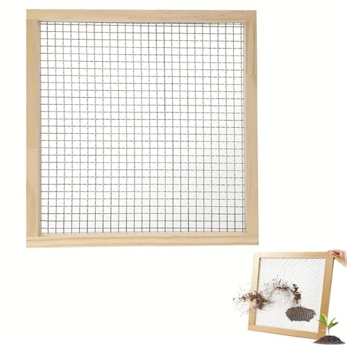 Bodensieb für die Gartenarbeit, 40 x 40cm Handgehaltenes Gartensieb Bodensieb Kompostsieb, Mehrzweck Durchwurfsieb Handkurbelsieb für Steine, Kompost, Unkraut, Sand, Schotter