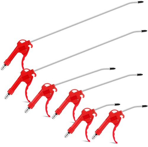 MorningRo 6 Pcs Air Blow Gun Kit with 19, 11, and 4 Pistol Grip Air Blow Gun Tools Compressor Nozzle for Industrial Household Car Detail Mechanics (Red)