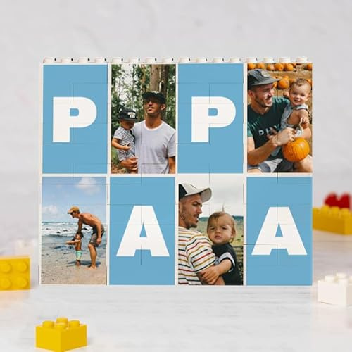 Wanapix | Personalisiertes Klötzchenpuzzle XL | Kompatibel mit Anderen Steinen | Vatertagsgeschenk | Originelles Geschenk | 28 Teile XL | 19x15cm | Letter