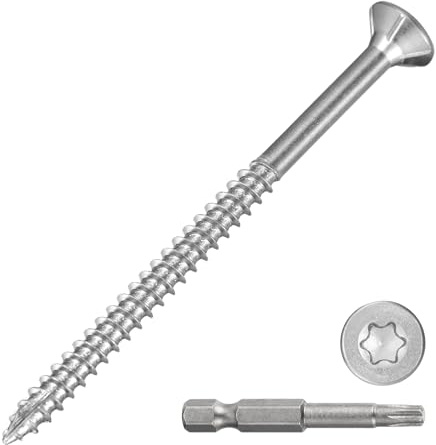 METALLIXITY 100Pcs #8x2-1/2 Deck Screws Kit Wood Screw SS410 Silver