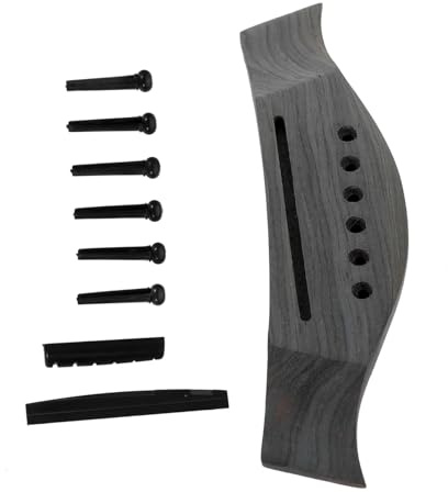 HAMPPLIES Folk Gitarre Brücke Satz Mit Steg Pins Und Sattel Gitarrenzubehör Reparatursatz Für Akustikgitarren Langlebig Und Klangrein