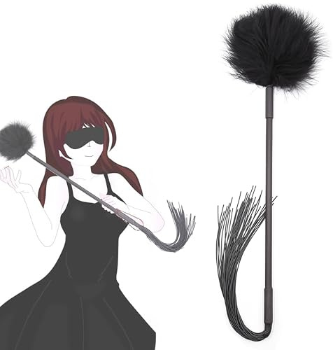 Sex Feather Spanking Tickler Crop Feathers Adult Whip Body Tickle Feathers SM Paddle French Tickler (Black)
