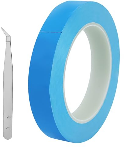 Cinta térmica conductora de 25 m x 20 mm, cinta termica adhesiva, cinta térmica de doble cara, bandas azules conductoras de calor, con 1 pinza para codo, para materiales electrónicos, impresión