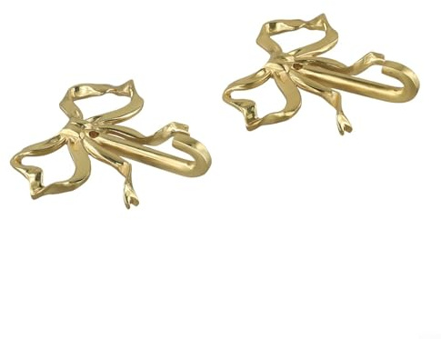 VRTYVEYBB Gold Bow Knot Hooks for Home Decor Stylish Brass Hooks for Hanging Towels and Robes, Perfect for Small Spaces (S 2PCS)