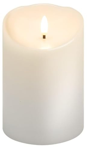 goobay LED Kerzen Echtwachskerze Weiß 10x15 cm Mit Timerfunktion 3D-Docht Batteriebetrieben Warmweiß, Teelicht für Stilvolle Deko, Sicher Und Elegante Beleuchtung 77776