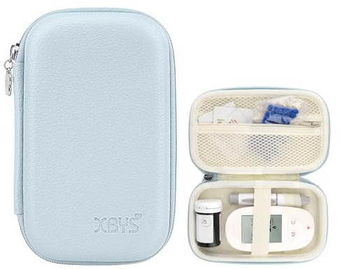 Linpr Sac Portable pour Diabète, Boîte de Rangement pour Lecteur de Glycémie, Adapté aux Bandelettes de Test de Glycémie, aux Aiguilles de Prélèvement Sanguin et Autres Fournitures (Bleu)