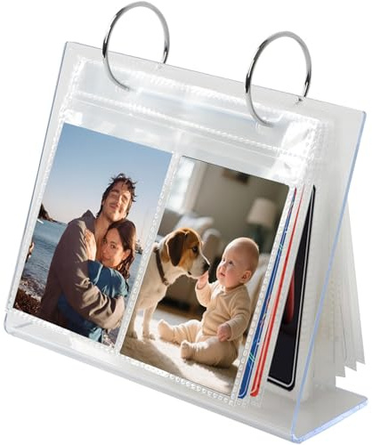 68 Taschen Acryl Flip Fotoalbum Ringbuch Tischaufsteller – Fotoalbum Einsteckalbum Klein für 2x3 Fotos, Postkarten, Kpop Fotokarten – Transparentes Fotoalbums zum, Tisch Flip Photo Album Organizer
