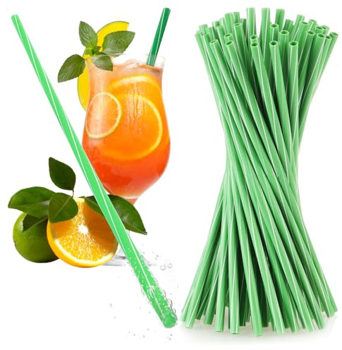 Robin Goods® 50x wiederverwendbare Trinkhalme aus Hartplastik - 22 cm, spülmaschinengeeignet, für Smoothies, Cocktails & Heißgetränke (grün - 50x)