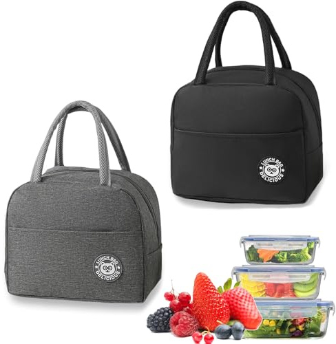 Lunchbox Tasche 2 Stück 5.5 L isolierte Lunchtasche Kühltasche Klein Kleine Kühltasche Für Unterwegs Tragbar Lunchbox Lunchtasche Isoliert Tragbar Lunchbag für Arbeit, Camping oder Reise, Mittagessen