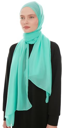 Ayisah Chiffong Huvudduk Dam – Modern Muslimsk Hijab Halsduk För Kvinnor, Mint, 180 X 70 Cm