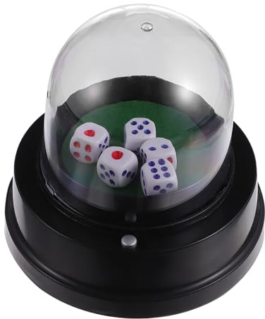 ifundom Gobelet à Dés Électrique Automatique pour Jeux de Bar et Soirées sans Batterie Compact et Léger Set avec Dés Noirs Accessoire Ludique pour Jeux de Rôle et Fêtes