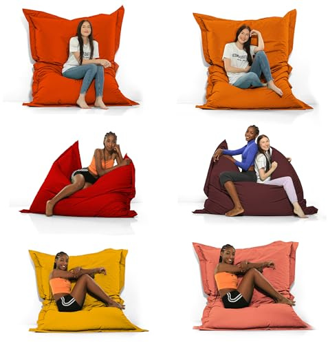 GlückBean Sitzsack 2-in-1 Funktionen Riesensitzsack für Erwachsene & Kinder - Gaming & Entspannen - Indoor & Outdoor da er Wasserfest ist - mit EPS Perlen (Rot, 140X180 cm)