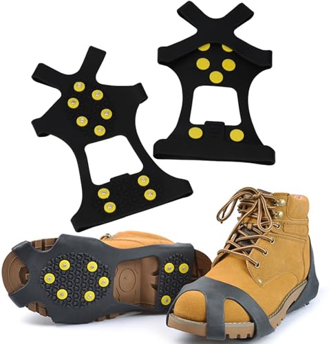 2 Stück Anti-Rutsch Schuhspikes für Schuhe Winter, Spikes für Schuhe mit Steigeisen Schuhkrallen, Ice Klampen Slip-on Stretch für Outdoor Aktivitäten Wandern Trekking Schnee EIS, Größe EU 40-45