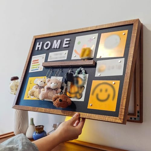 Cache compteur electrique Coffret de Protection pour Boîte à Fusibles Dissimulée avec Tableau Noir, Couvre-panneau Électrique à Cadre en Bois, Couvre-panneau de Disjoncteurs(Black,24x16in/60x40cm)