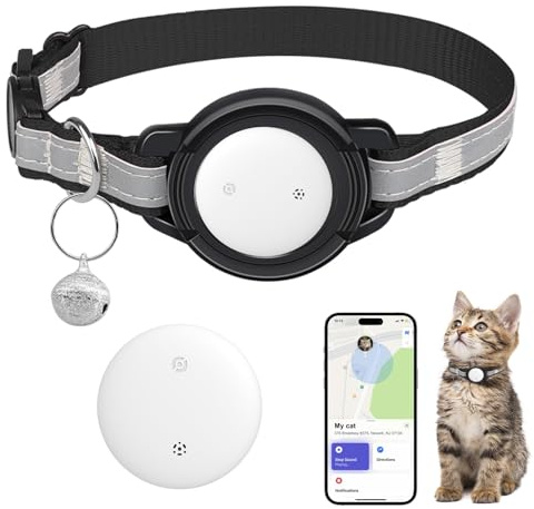 JIARUI Katze Tracker Halsband - Katzentracker Klein Ohne ABO (nur IOS) - Kompatibel mit App Find My - Reflektierendes SmartTag GPS Katzenhalsband - Tracking Standort von Haustieren (1 Pack)