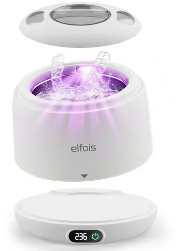 Elite Dental Cleaning Pod - Máquina limpiadora ultrasónica de retención de 45 kHz con 4 modos de limpieza, cápsula dental sónica para Invisalign, alineadores, protectores bucales, protectores