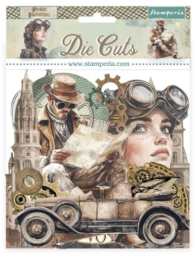 Stamperia - Die Cuts for Scrapbooks, Albums, Cards, Bullet Journals and More, Laser Cut Cardboard Shapes, Easy to Glue, Perfect for Hobbies, Crafts, and Gifting (Voyages Fantastiques) (Assorted)
