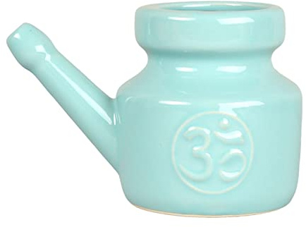 Generic Pot de Cerámica Limpiador a Prueba de Fugas Olla de Limpieza Nasal Duradera para Hombres Y Mujeres, Azul claro