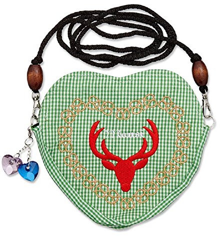 lordies Edelweiss Trachten Tasche Oktoberfest Dirndl Herzform Mausi Hirschkopf Grün