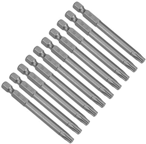 sourcing map Lot de 10 embouts de tournevis Torx magnétiques T30 de 75 mm de long à tige hexagonale en acier hautement allié S2