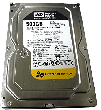 WD RE4 500 GB Enterprise hard drive, 8,9 cm, 7200 rpm, SATA II, 64 MB Cache (WD5003ABYX) (Old Model) (Refurbished)