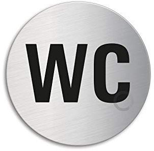 Schild WC Ø 60 mm Türschild aus Edelstahl fein-matt gebürstet selbstklebend 7138