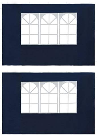 Festnight Partyzelt-Seitenwände 2 Stück mit Fenster und Klettverschlüssen Zeltzubehör Pavillon-Zubehör | UV- und Wasserbeständig PE Blau