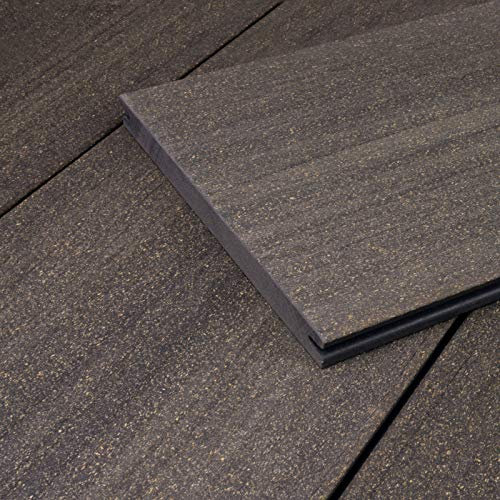 HORI WPC Terrassendielen Komplettset I Massivdiele Sylt I Robuste & witterungsbeständige Terrassendielen I Inkl. passender Unterkonstruktion & Zubehör I grau I Fläche: 16 m² I Dielenlänge:4,00 m