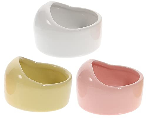 Hamster Feeding Bowls- 3Pcs Pet Water Dispenser, Ceramic Animal Dishes Food and Water Water Bowl for Mouse Dog (Random Color)