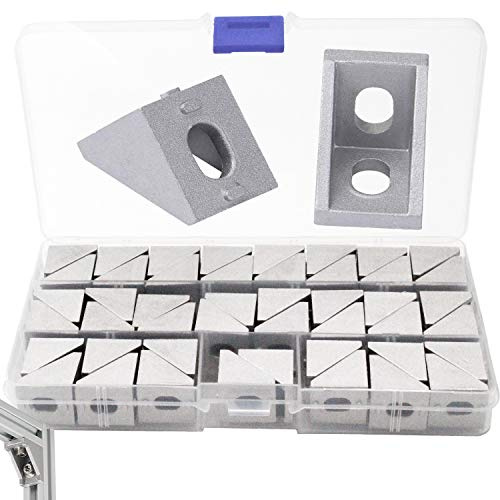 WZYTEU Aluprofil Winkel, 20x20 Alu Profil Winkelverbinder 90 Grad, 46 Stk | Winkelverbinder für Strebenprofil, 3D-Drucker, DIY-Projekte, mit Aufbewahrungsbox (Silber)