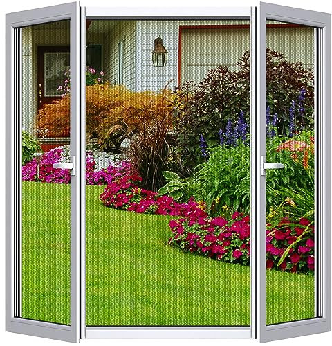 Cinkee 2 Pcs Mosquitera para Ventana 130x150cm, Malla de Mosquitera Ajustable DIY para Ventanas Puertas y Patios,Sin Taladrar, Autoadhesiva-Negro