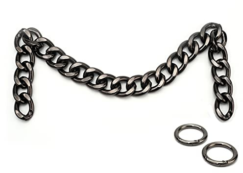DIY Schwere Klobige Aluminium Metall Geldbörsen Tasche Griff Riemen Kette Schultergurt, Handtaschen Umhängetasche Dekoration Kette, Tasche Zubehör Charms (Schwarz)