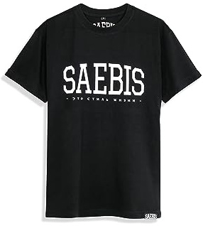SAEBIS Lifestyle Herren T-Shirt - 100% Baumwolle - schwarz/weiß