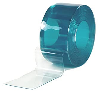 PVC-Streifen Rollenware 200x2mm PVC-Streifenvorhang Industrie-Streifenvorhang Temperaturbeständigkeit -60ºC Lamellenvorhang Lamellen Hell blau- transparent (Meterware) (flat)