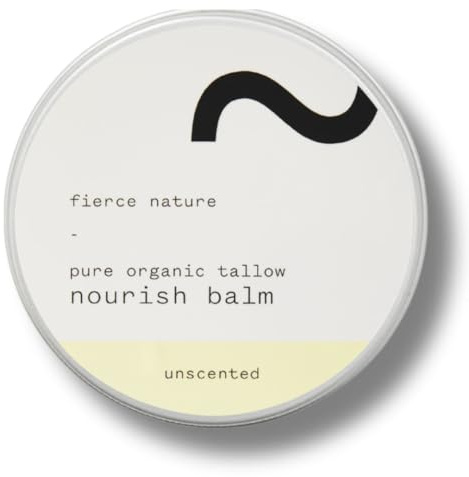 Fierce Nature Pure Nourish Tallow Balm | Organic, Vitamin-Rich Nourishing Body & Face Moisturizer | Natural, Essential Oil Free Skincare | Unscented 100g