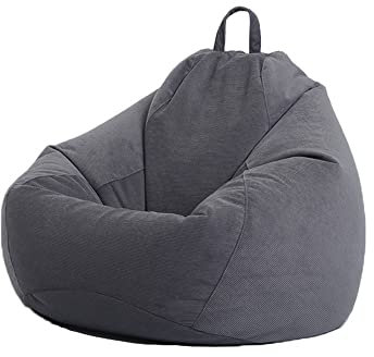 Highdi Cord Sitzsack für Erwachsene Indoor Outdoor Sitzkissen Waschbarer Weicher Flauschiger Sofabettbezug Ohne Füllung Gartenkissen Bodenkissen für Wohnzimmer (100x120cm,Dunkelgrau)