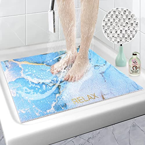 Tappetino da doccia quadrato, antiscivolo, 60x60 cm, in luffa per doccia interna, tappetino da bagno in PVC morbido e confortevole, tappetino da bagno con scarico, lavabile per vasca da bagno